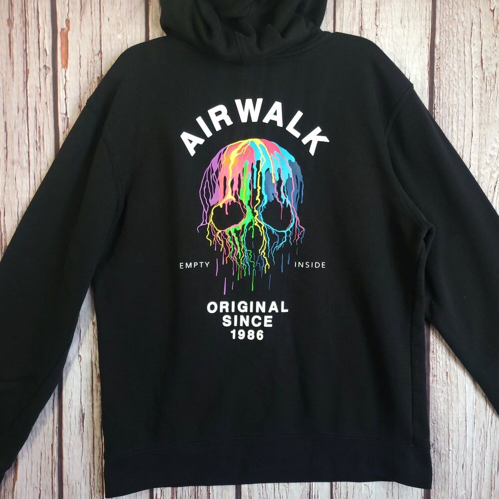 Airwalk Hoodie XL Dripping Skull Colorful Graphic Mens Cotton Polyester Skate